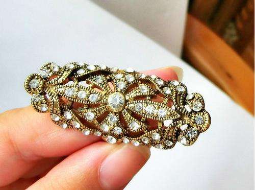 LADIES BEAUTIFUL DIAMANTE & BRONZE RING